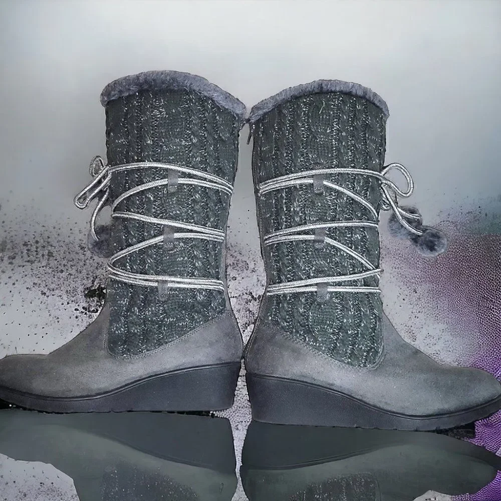 Justia Gray metallic Silver Lined Calf Boots
